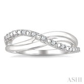 1/20 Ctw Split Criss-Cross Single Cut Diamond Fashion Ring in Sterling Silver